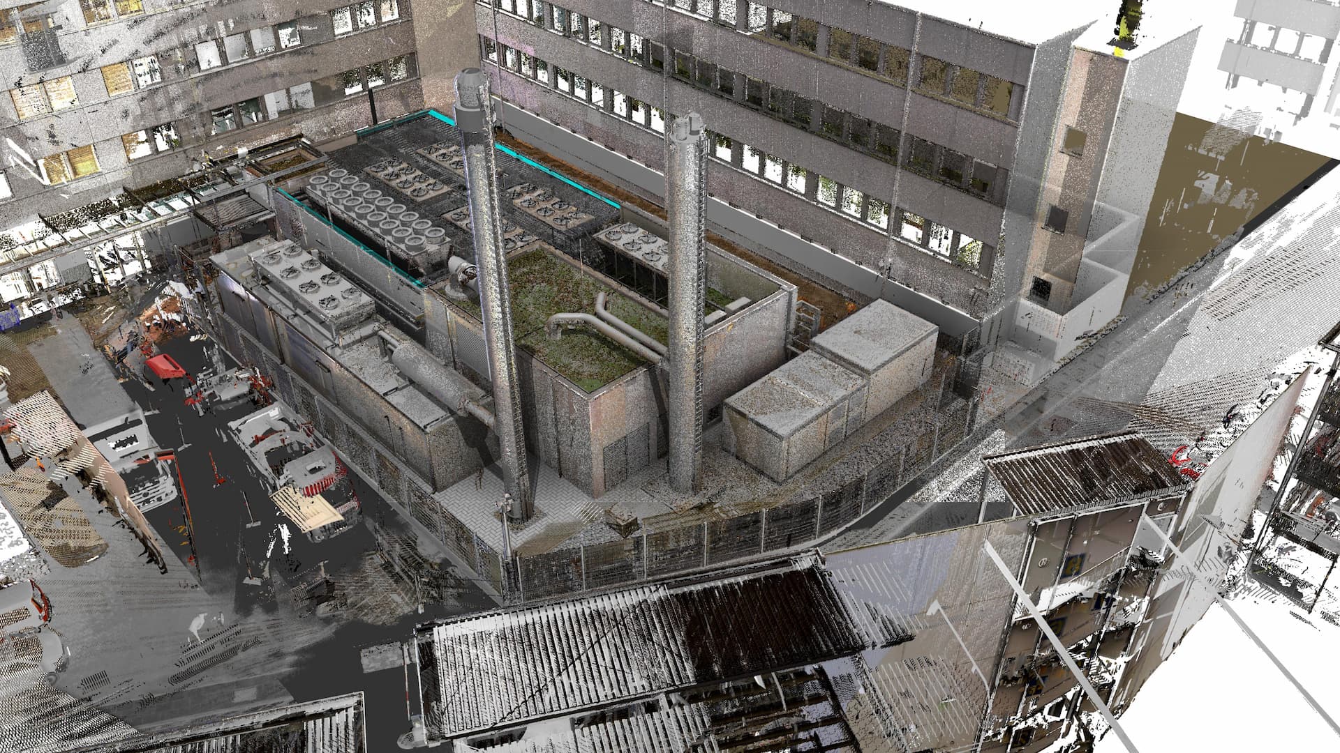 Visualisierung zum Forschungsprozess eines Gebäudes als 3D-scan